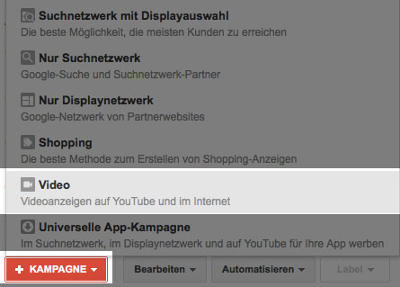 YouTube Video bewerben über AdWords